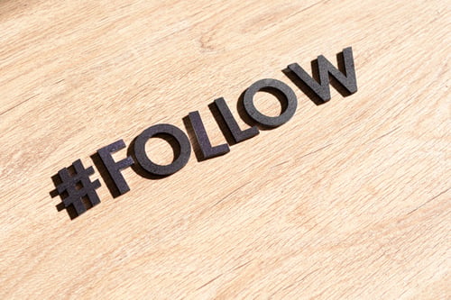 Preview: a hashtag follow, web internet like and share buttons, cut letters word, flat lay