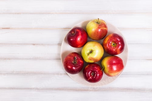 Preview: Fresh Apples on White Wooden Background