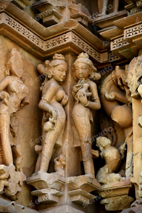 Preview: Stone carving sculptures Javari Temple, Khajuraho,