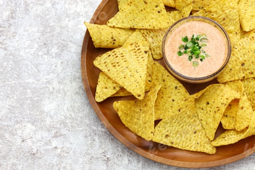 Preview: tortilla chips with karashi mentaiko(spicy pollack roe) dip