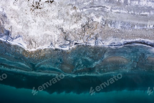 Preview: Lake Salda Shore. Burdur Province, Turkey. Martian Landscape. Aerial Vertical Top-Down View