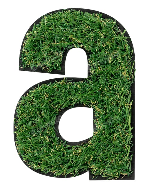 Preview: Letter A made of green grass isolated on white.