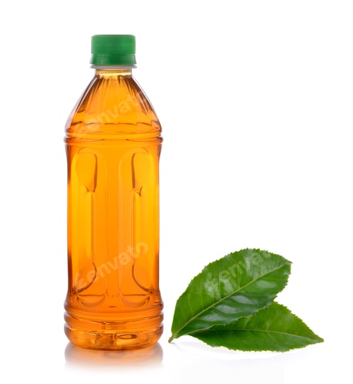 Preview: bottle of ice tea and green tea on white background