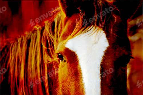 Preview: Extreme closeup shot of Closeup of American Quarter Horse.