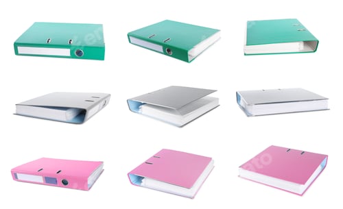 Preview: Set with different color office folders on white background