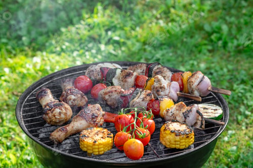 Preview: meat and vegetables on grill
