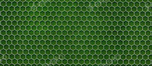 Preview: Green grass soccer field with hexagonal goal pattern background