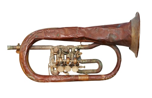 Preview: old broken trumpet - isolated