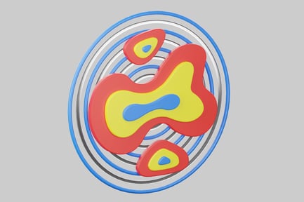 Preview: Abstract composition of concentric circles with colored shapes.