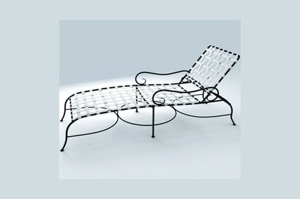 Preview: Black metal chaise lounge with checkered upholstery