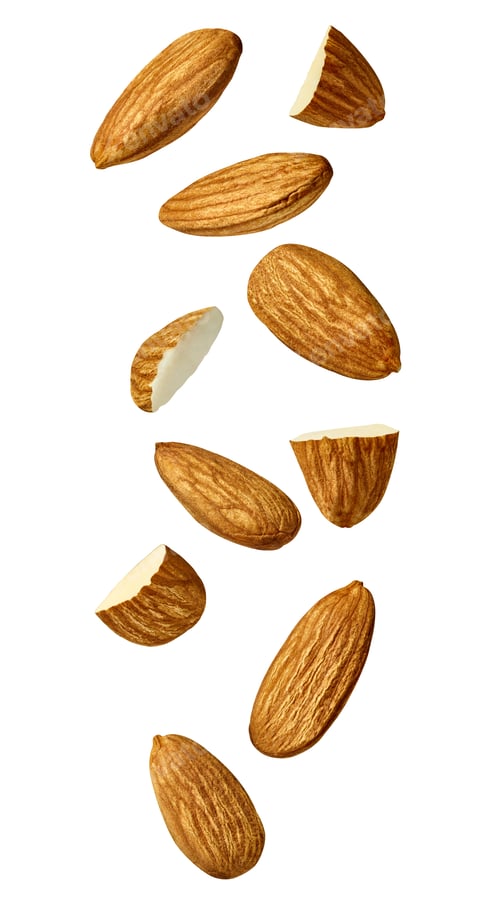 Preview: almond nut food healthy organic natural ingredient snack isolated seed brown fruit closeup