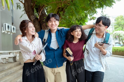 Preview: Students Enjoying a Sunny Day While Walking on Campus in the Afternoon