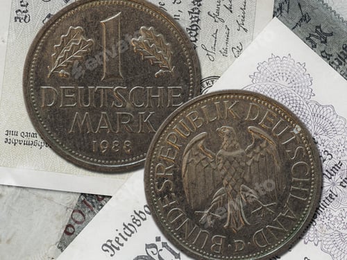 Preview: Deutsche mark coin obverse and reverse