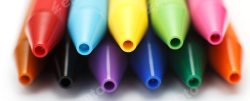Preview: Multicolored gel pens isolated on a white background, close-up. Copy space. banner