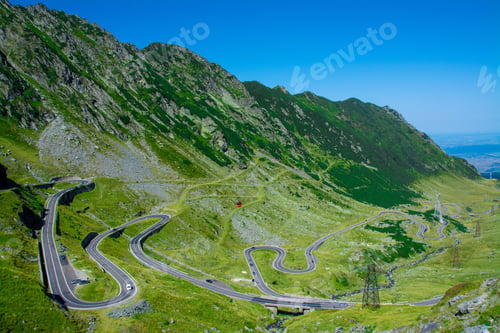 Preview: Aerial view of Transfagarasan road from Fagaras mountains Romania