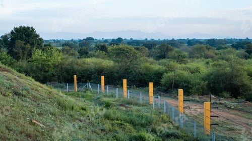 Preview: Electrical fence bordering the forest area in Mattala, Sri Lanka.