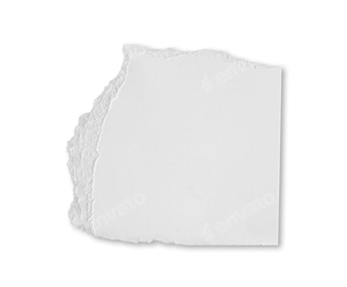 Preview: White ripped piece of paper isolated on white background with clipping path. Space for advertising