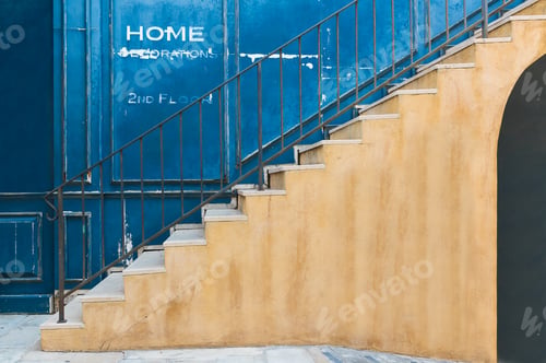 Preview: Stairway Up Exterior Building with Doorway