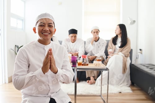Preview: Muslim Man Gesture Welcoming During Eid Mubarak Celebration