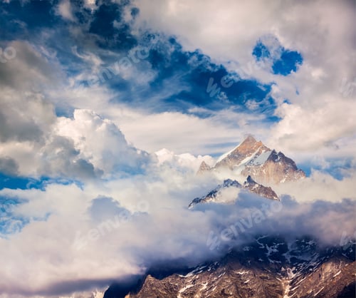 Preview: Snowcapped summit top of mountain in Himalayas
