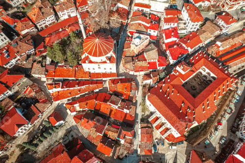Preview: Aerial view of historic Ottoman and Turkish town Safranbolu view from drone.