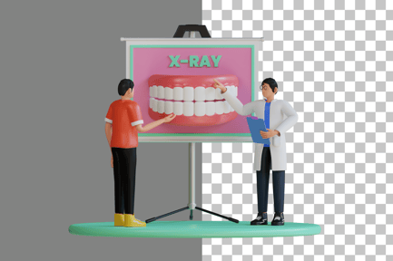 Preview: Dentists Demonstrating Patient Jaw X-Ray 3D Illustration