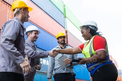 Preview: Logistics team briefing at shipping container yard