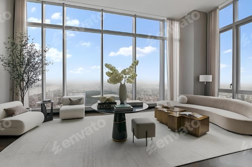 Preview: Luxurious Apartment Interior with City Views