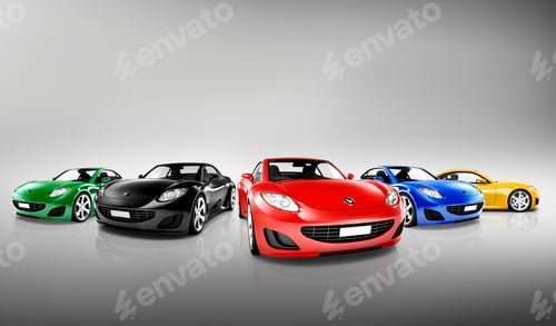 Preview: Multi Colored Three Dimensional Modern Cars