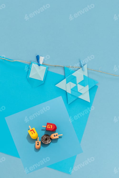 Preview: religion image of jewish holiday Hanukkah background with gifts