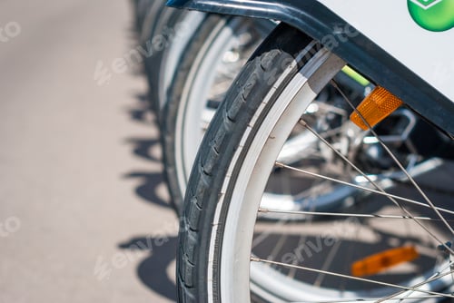 Preview: City bike parking. Bicycles for rent on city