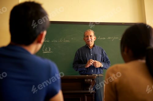 Preview: School People Professor Talking To Students During Lesson In Co