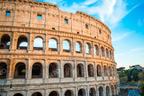 Preview: Colosseum or Coliseum background blue sky in Rome, Italy