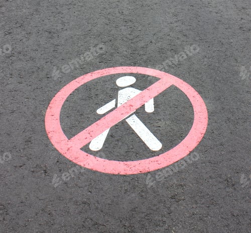 Preview: No pedestrian traffic sign. No pass sign.