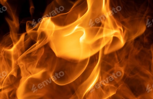 Preview: Flames of fire on black background