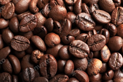 Preview: Roasted coffee beans as background, top view
