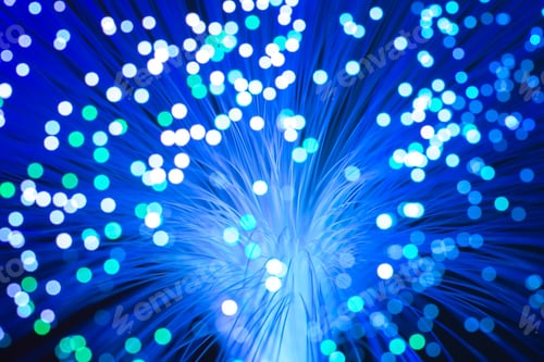 Preview: Bunch Of Optical Fibres Dinamic Flying From Deep On Technology Background