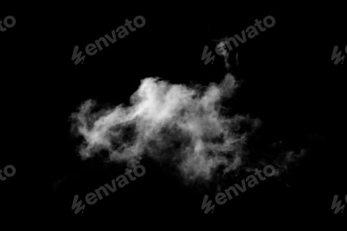 Preview: White Cloud Isolated on Black Background.