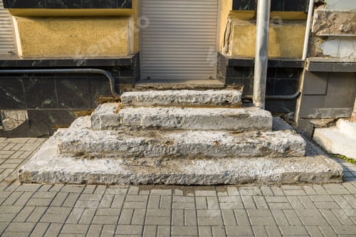 Preview: Old ruined concrete stairs before renovation works.