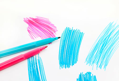 Preview: Two felt-tip pens on a white background with abstract drawings