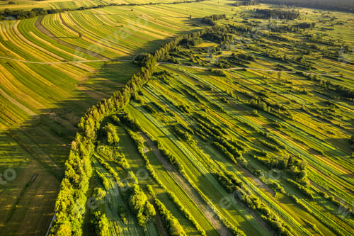 Preview: Natural pattern in farm fields, drone view of countryside