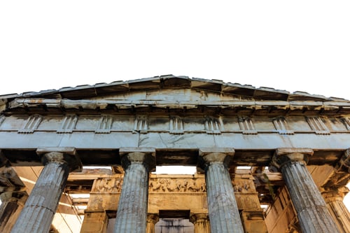 Preview: Athens, Greece. Hephaestus temple isolated on white transparent background, Front high angle view
