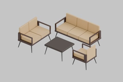 Preview: Living Room Table and Chairs Set