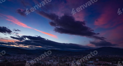 Preview: Dramatic sunset over Zenica city in Bosnia and Herzegovina