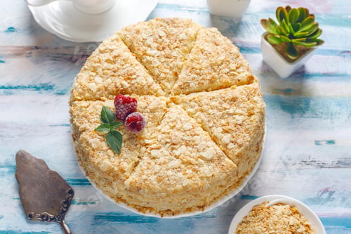 Preview: Delicious homemade napoleon cake,top view