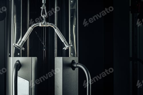 Preview: Metal pull rope handle in a gym close up