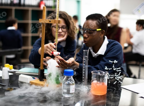 Preview: Group of students laboratory lab in science classroom