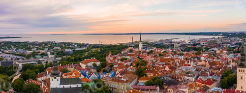 Preview: Panoramic shot of Tallinn surrounded by the sea during the sunset in Estonia