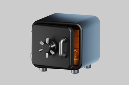 Open safe with gold coins