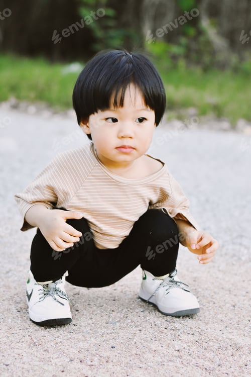 Preview: Cute Boy playing in the park, Sweet Little baby boy enjoying